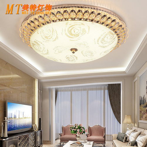 led圓形水晶燈吸頂燈臥室燈歐式客廳燈餐廳燈婚房間燈飾陽臺(tái)燈具
